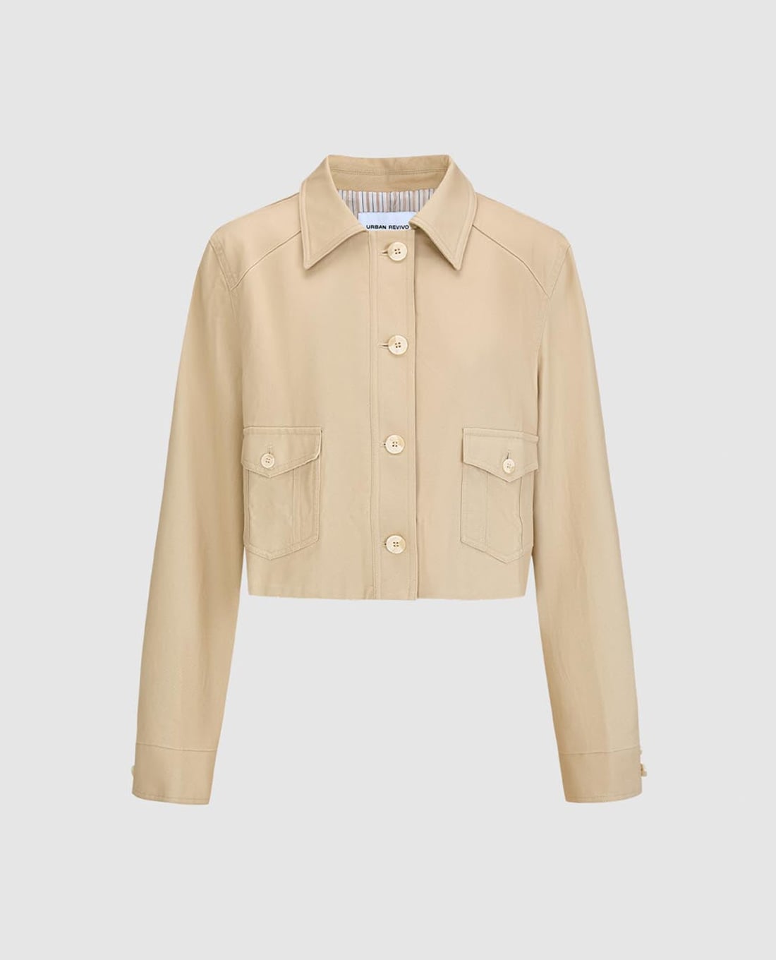 URBAN REVIVO - Áo khoác sơ mi nữ tay dài phom croptop