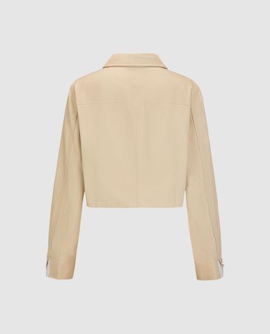  URBAN REVIVO - Áo khoác sơ mi nữ tay dài phom croptop 