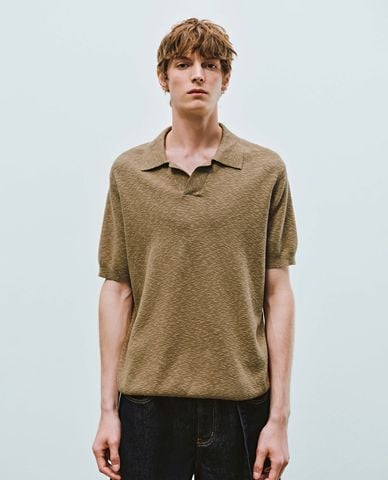  URBAN REVIVO - Áo polo nam dệt kim tay ngắn thanh lịch 