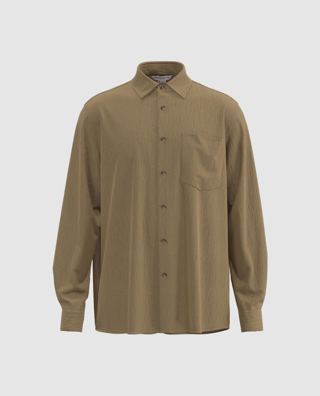 URBAN REVIVO - Áo sơ mi nam cổ bẻ tay dài phom suông