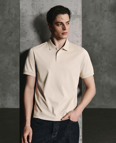  URBAN REVIVO - Áo polo nam cổ bẻ tay ngắn 
