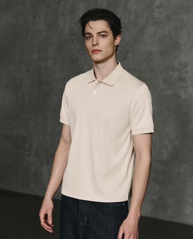  URBAN REVIVO - Áo polo nam cổ bẻ tay ngắn 