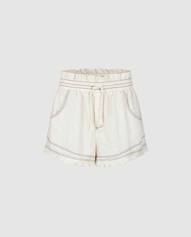  URBAN REVIVO - Quần short nữ ống rộng dây rút tua rua 