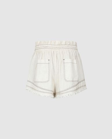  URBAN REVIVO - Quần short nữ ống rộng dây rút tua rua 