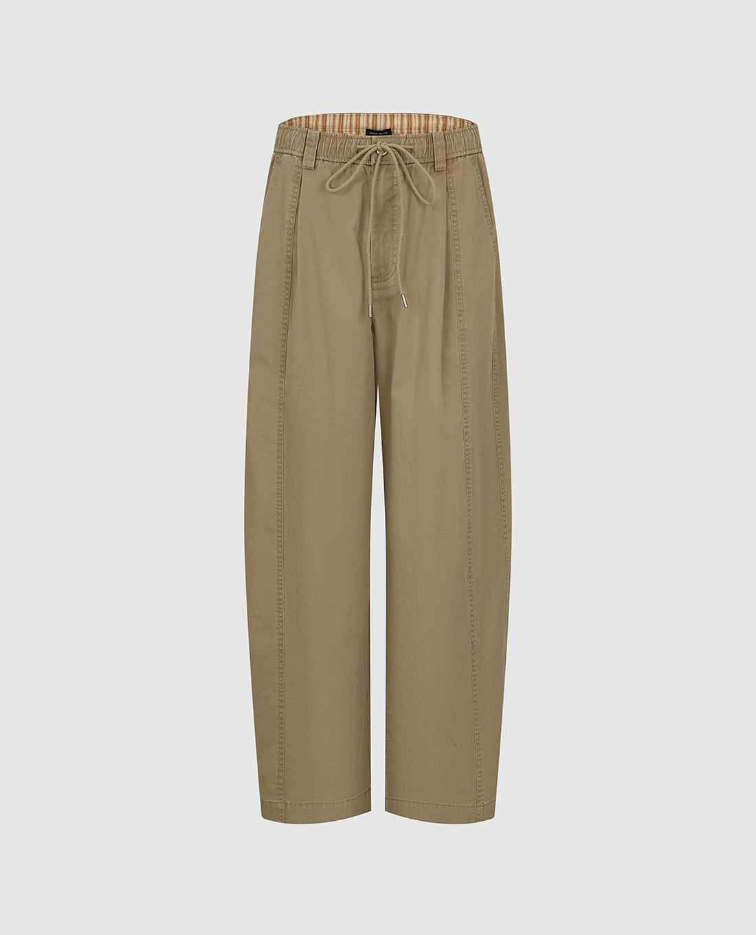 URBAN REVIVO - Quần nữ ống đứng lưng thun phối dây rút