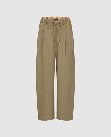 URBAN REVIVO - Quần nữ ống đứng lưng thun phối dây rút 