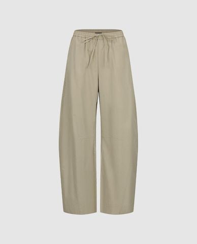  URBAN REVIVO - Quần nữ ống rộng lưng thun phối dây rút 