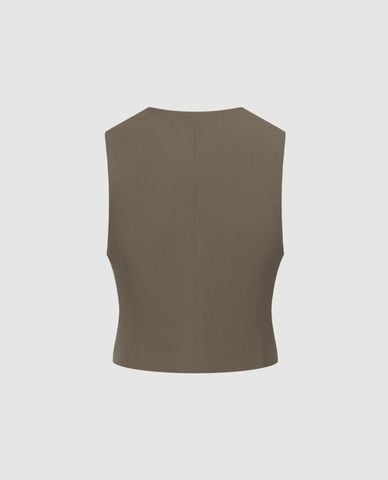  URBAN REVIVO - Áo khoác gilet nữ cổ V cổ điển 