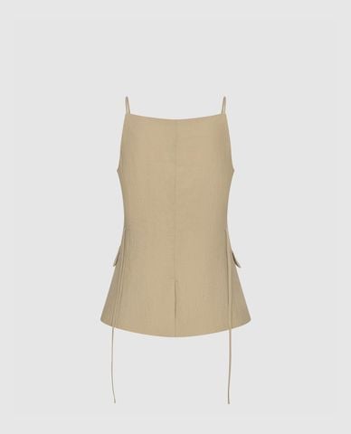  URBAN REVIVO - Áo hai dây nữ cổ vuông phối nút 