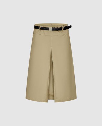  URBAN REVIVO - Chân váy midi xẻ tà phối thắt lưng 