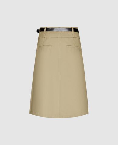  URBAN REVIVO - Chân váy midi xẻ tà phối thắt lưng 