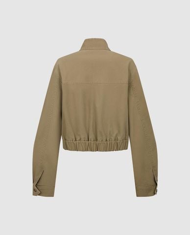  URBAN REVIVO - Áo khoác denim nữ cổ đứng túi hộp 