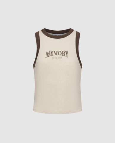  URBAN REVIVO - Áo ba lỗ nữ cổ tròn in chữ 