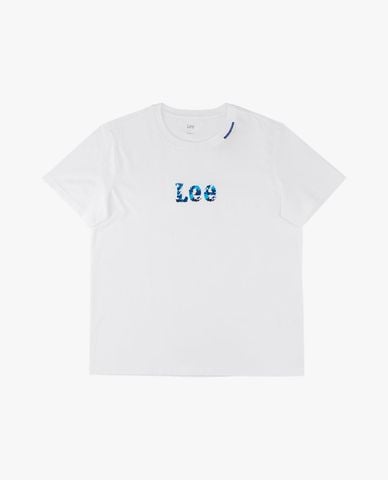  LEE - Áo thun nam cổ tròn tay ngắn phối logo 