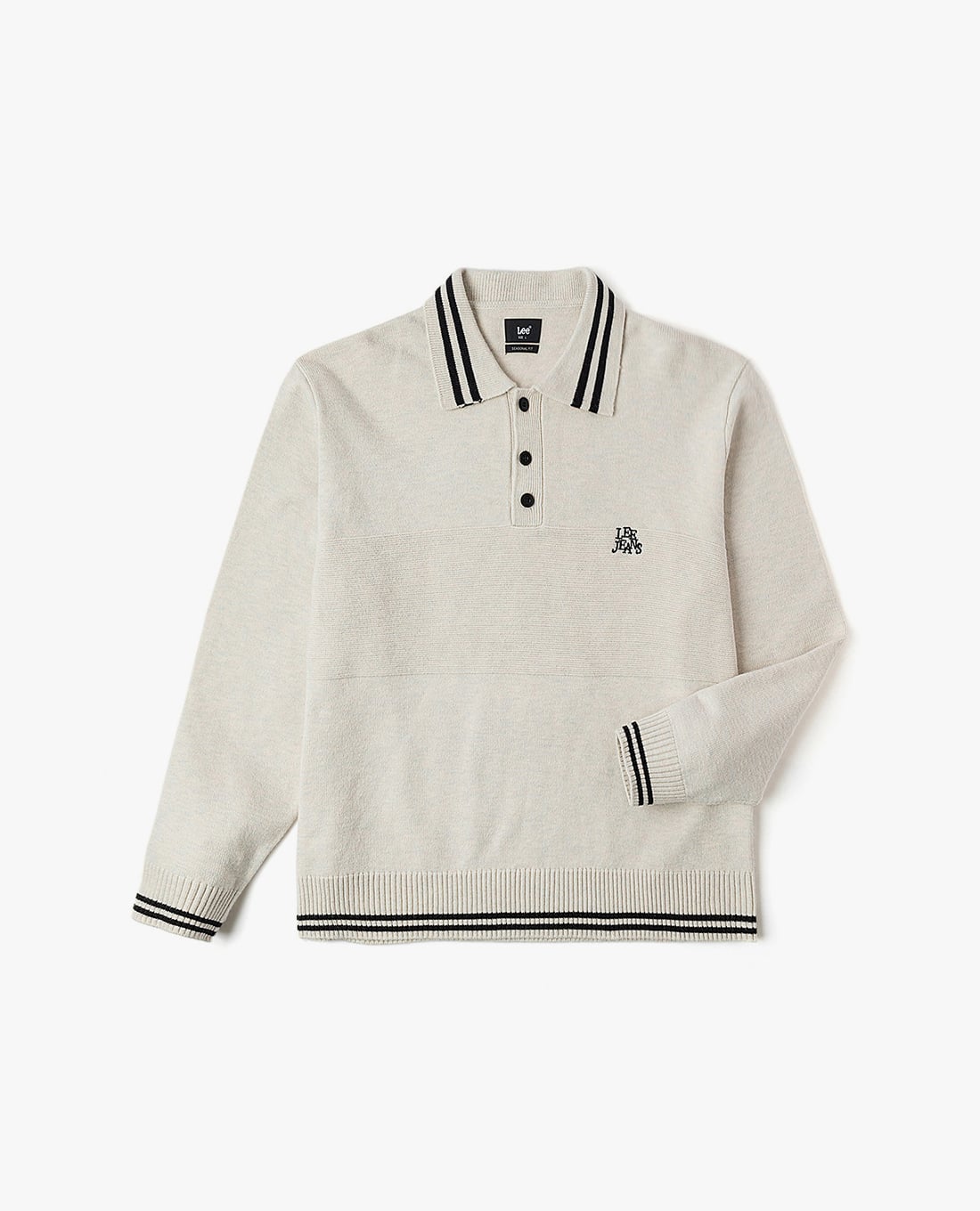 LEE - Áo dệt kim nam cổ bẻ tay dài phối nút Seasonal