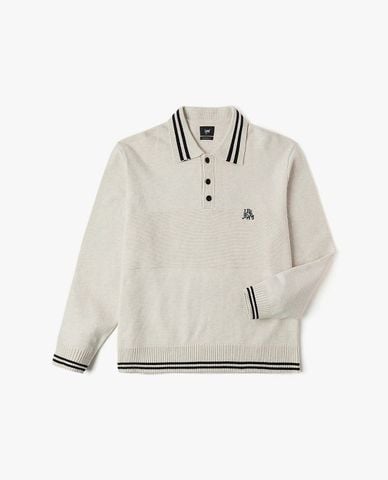  LEE - Áo dệt kim nam cổ bẻ tay dài phối nút Seasonal 