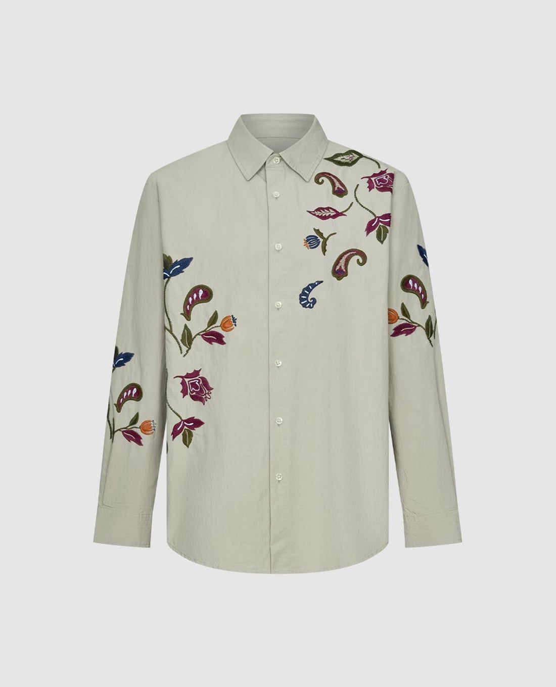 URBAN REVIVO - Áo sơ mi nam cổ bẻ tay dài thêu họa tiết