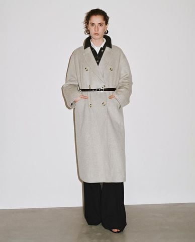  URBAN REVIVO - Áo khoác măng tô nữ dáng dài 