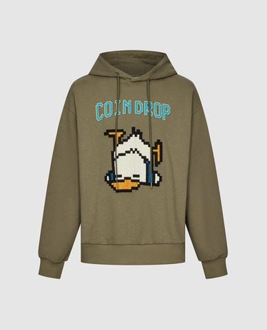  URBAN REVIVO - Áo hoodie nam tay dài họa tiết pixel 