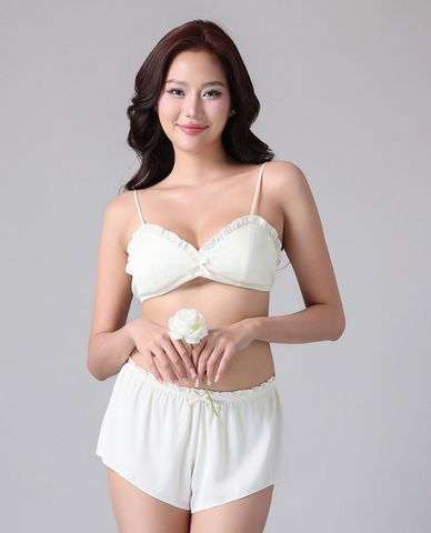  VERA BY CHIPU - Bộ quần áo nữ ngắn mặc nhà satin trơn 