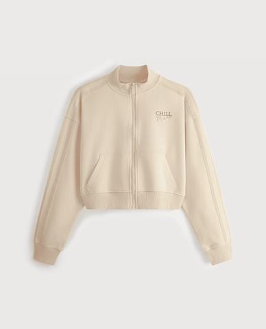  VERA - Áo khoác croptop nữ cổ cao tay dài in họa tiết 