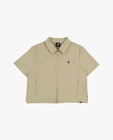  KANGOL - Áo khoác sơ mi nữ tay ngắn khoá zip 