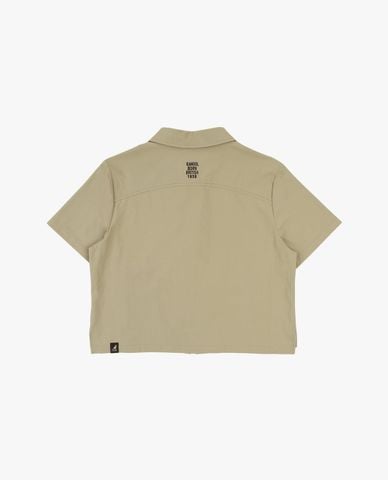  KANGOL - Áo khoác sơ mi nữ tay ngắn khoá zip 