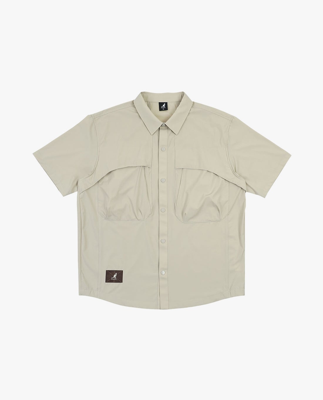 KANGOL - Áo sơ mi unisex cổ bẻ tay ngắn túi hộp