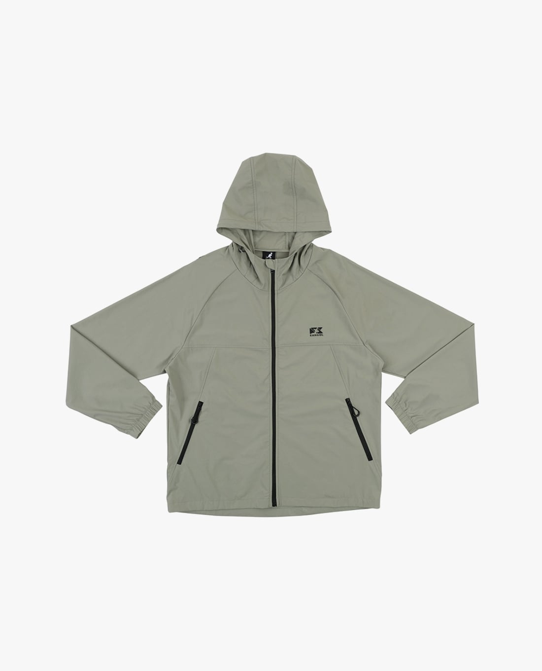 KANGOL - Áo khoác phối mũ unisex tay dài khoá kéo