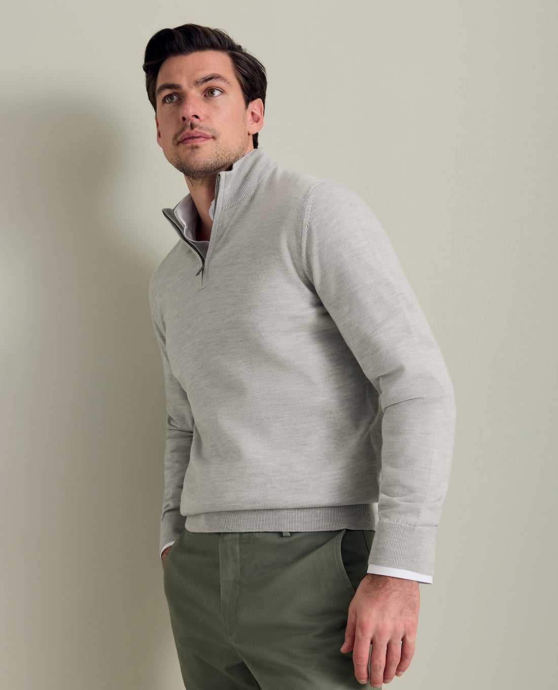 CHARLES TYRWHITT - Áo dệt kim nam khóa zip Pure Merino