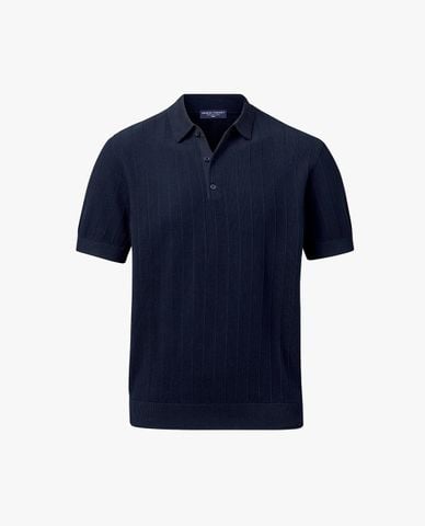  CHARLES TYRWHITT - Áo dệt kim nam cổ bẻ tay ngắn kẻ sọc 