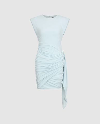  URBAN REVIVO - Đầm sát nách mini xếp nhún tà rũ 