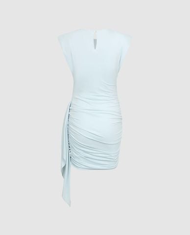 URBAN REVIVO - Đầm sát nách mini xếp nhún tà rũ 