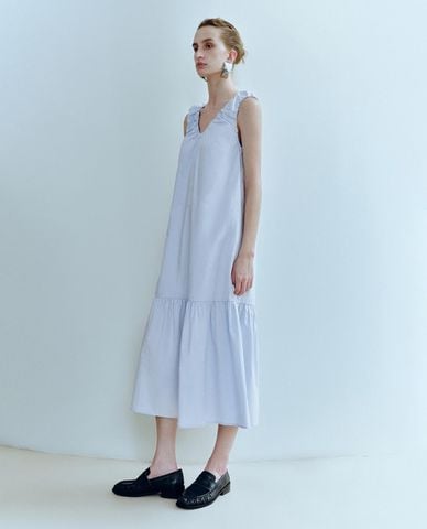  URBAN REVIVO - Đầm xếp tầng midi nhún bèo 