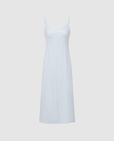  URBAN REVIVO - Đầm hai dây midi phom ôm 