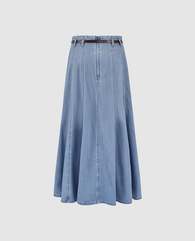  URBAN REVIVO - Chân váy denim midi kèm thắt lưng 
