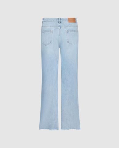  URBAN REVIVO - Quần jeans nữ ống loe gấu tua rua 