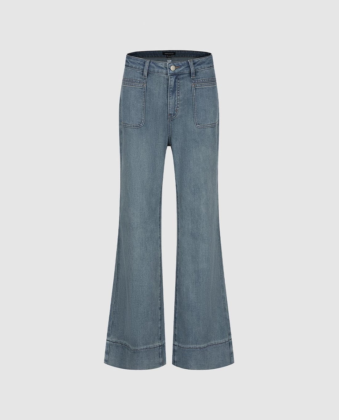URBAN REVIVO - Quần jeans nữ ống loe wash bạc