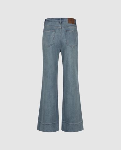  URBAN REVIVO - Quần jeans nữ ống loe wash bạc 