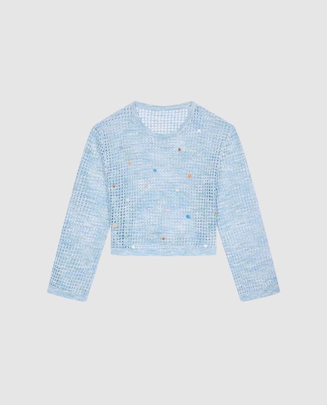 URBAN REVIVO - Áo dệt kim nữ tay dài kiểu lưới đính hạt