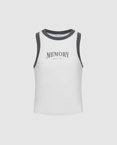  URBAN REVIVO - Áo ba lỗ nữ cổ tròn in chữ 