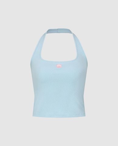  URBAN REVIVO - Áo kiểu nữ cổ yếm phom croptop 