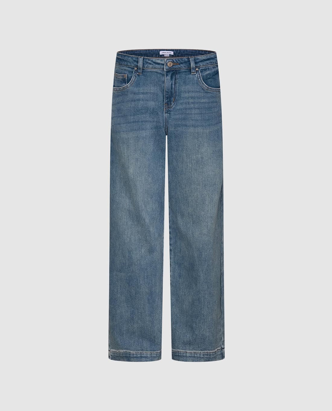 URBAN REVIVO - Quần jeans nữ ống rộng wash bạc