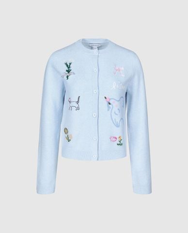 URBAN REVIVO - Áo khoác cardigan nữ tay dài thêu họa tiết 