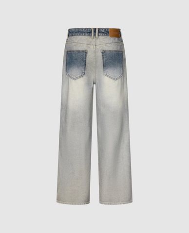  URBAN REVIVO - Quần jeans nam ống rộng wash bạc 