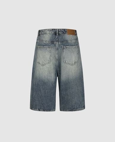  URBAN REVIVO - Quần short jeans nam wash bạc cá tính 