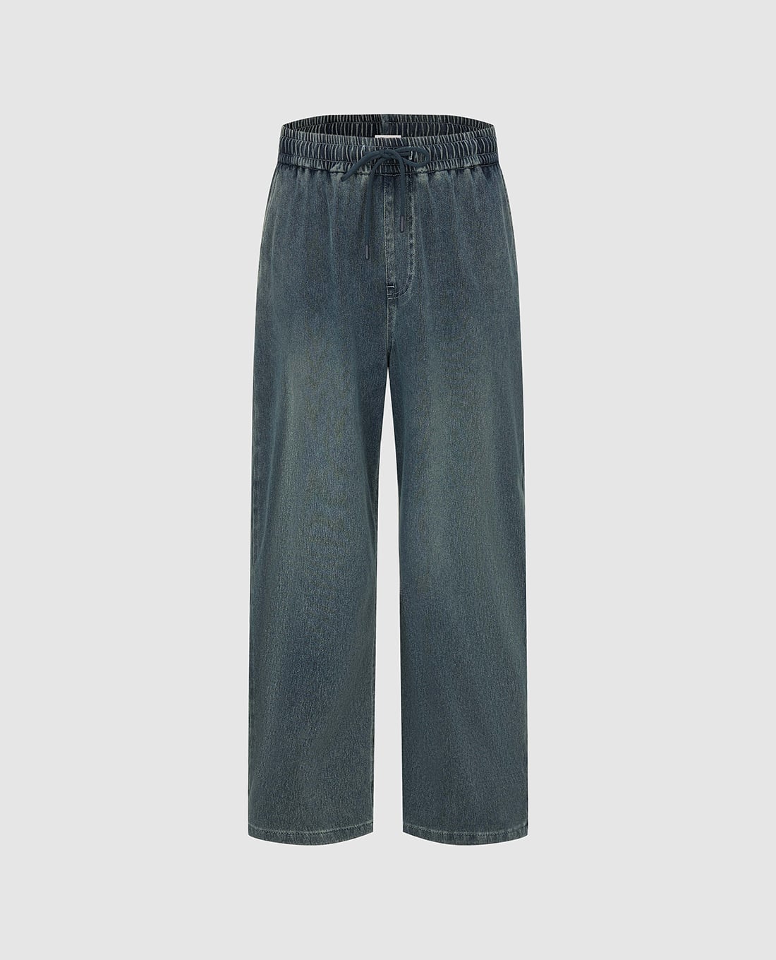 URBAN REVIVO - Quần jeans nam ống rộng lưng thun wash bạc