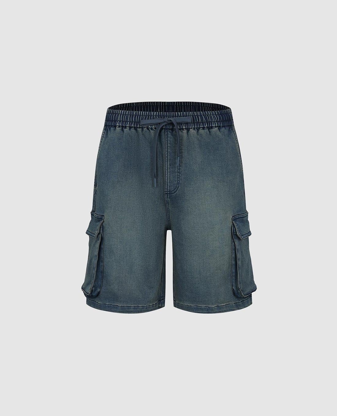 URBAN REVIVO - Quần short jeans nam lưng thun wash bạc