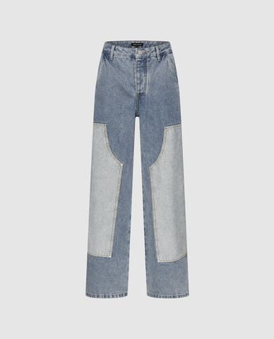  URBAN REVIVO - Quần jeans nữ ống đứng phối màu 