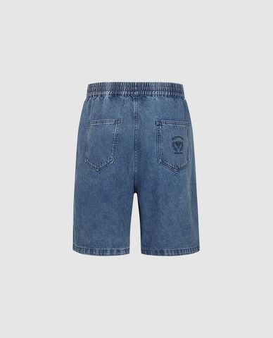  URBAN REVIVO - Quần short jeans nam lưng thun phối dây rút 
